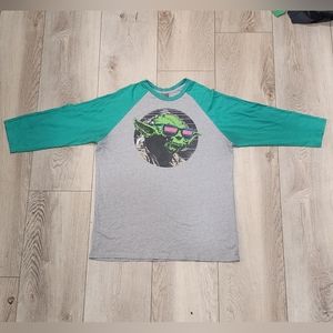 Star Wars Cool Guy Yoda shirt Grey and Teal size large